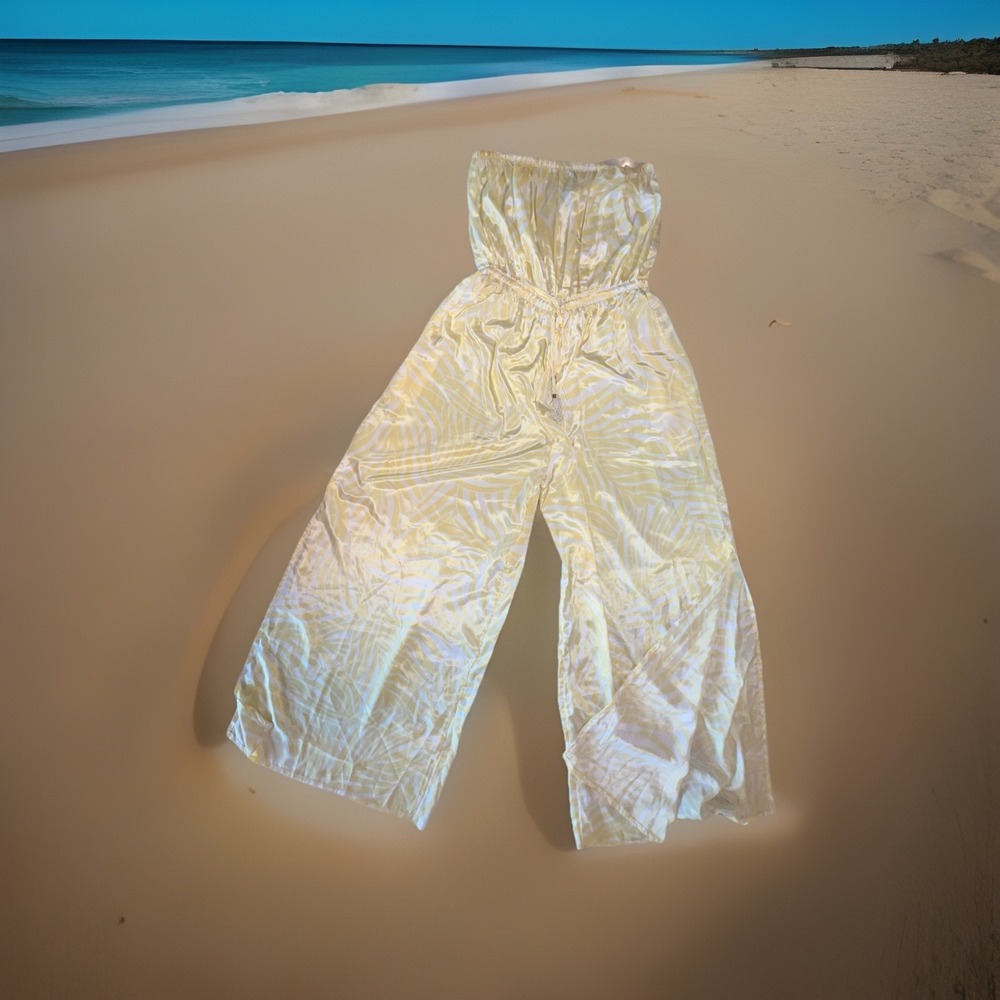 True Destination Jumpsuit or Cover Up Resort Yellow Palm Size Large NEW